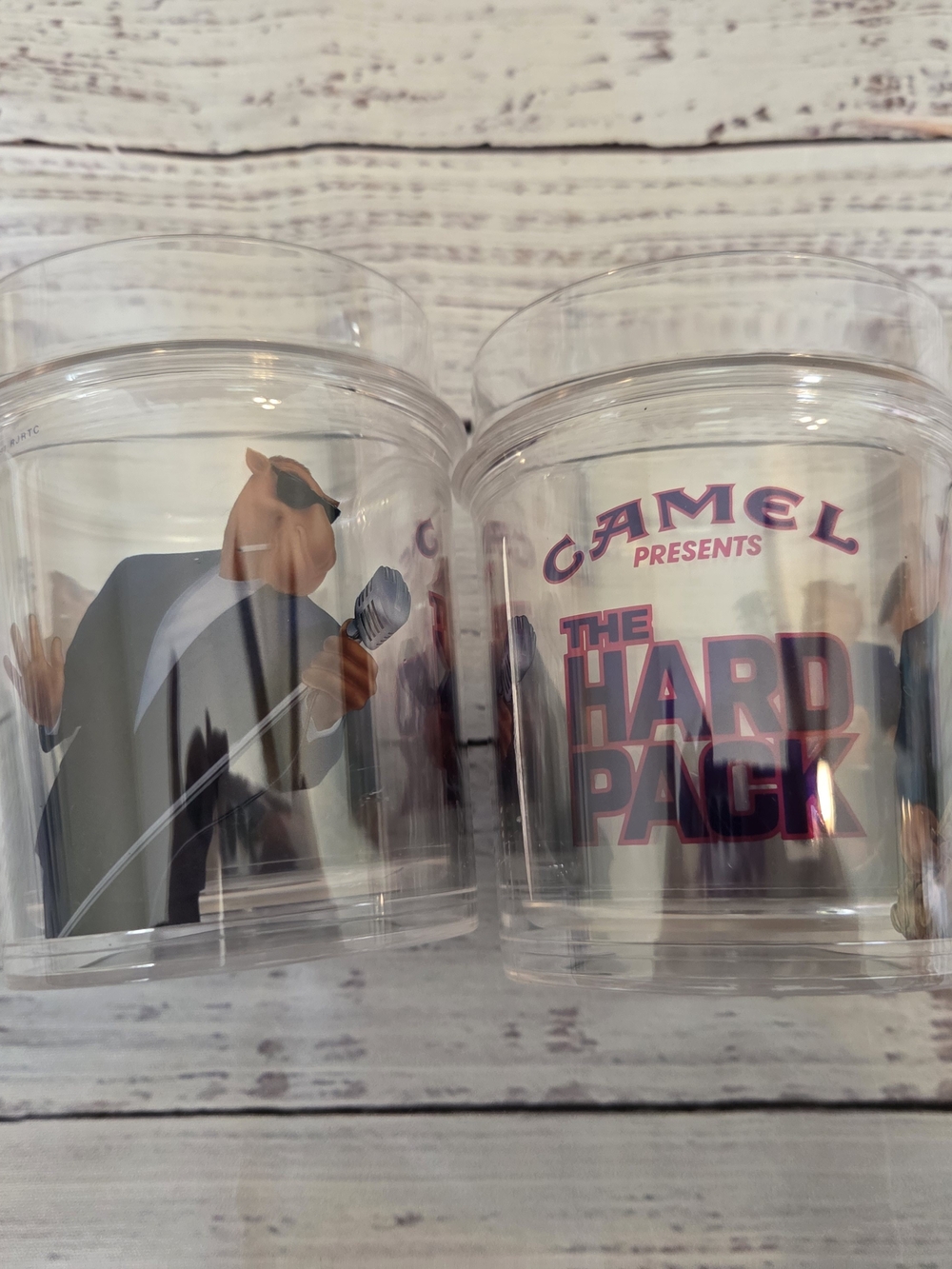 Camel Presents "The Hard Pack" Clear Promotional Cups - Pink & Purple Logo